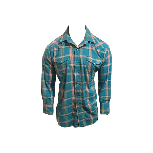 ⚡️Vtg. Gold collection by Karman Plaid  button up - Picture 2 of 9